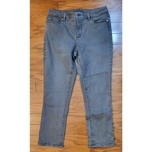 Lands End Women Sz 12P Mid Rise Straight Leg Ankle Jeans Gray